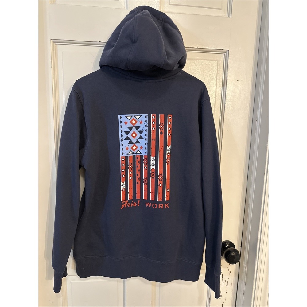 Ariat Women's Rebar Aztec Flag Graphic Hoodie Women's Blue Size Medium